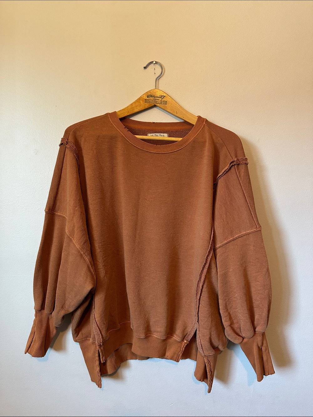 Free People Rust Brown Crewneck Sweater Women's Size S